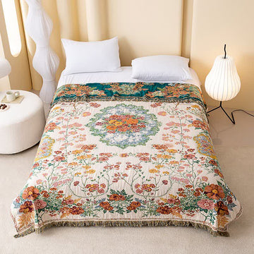 Trapunta con nappe in garza di cotone con bouquet floreale - Matrimoniale Grande - image 0