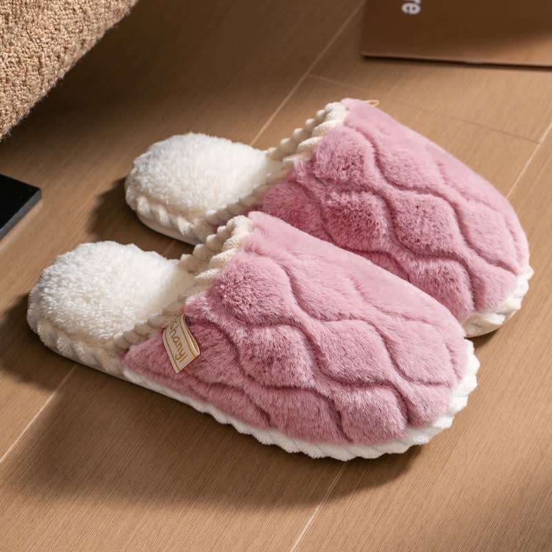 Pantofole calde e morbide con punta chiusa e texture ondulata - Rosa scuro - L - image 6
