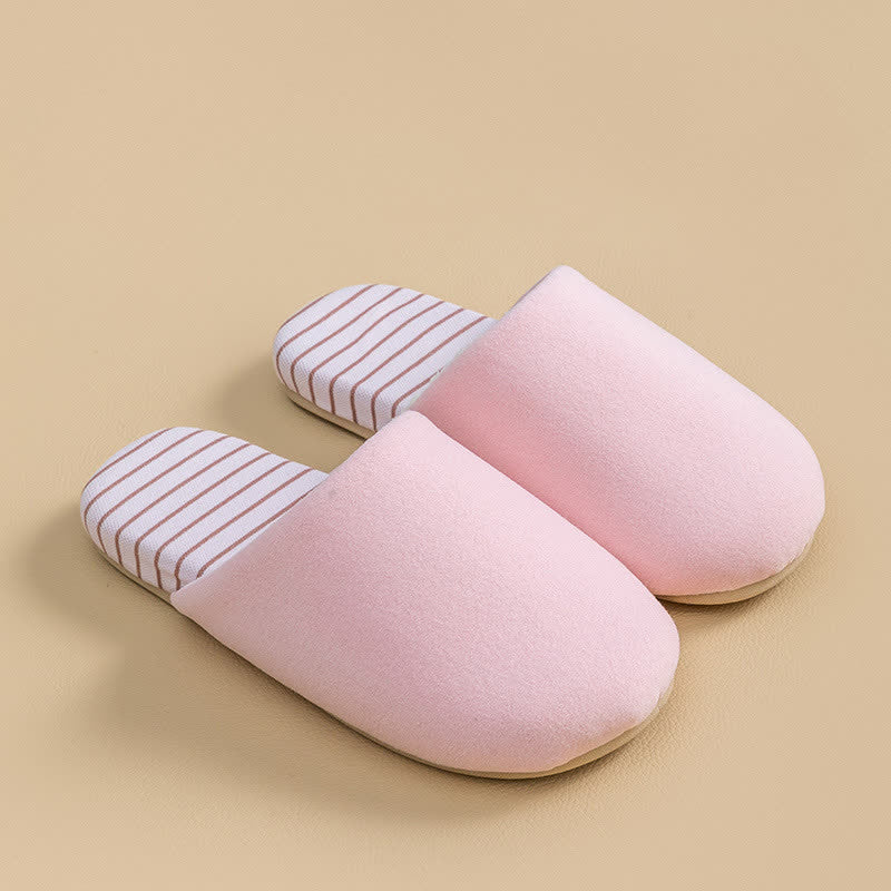 Pantofole da casa con suola a righe e fodera in peluche - Rosa - L - image 6