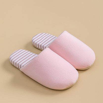 Pantofole da casa con suola a righe e fodera in peluche - Rosa - L - image 6