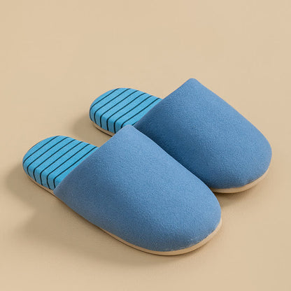 Pantofole da casa con suola a righe e fodera in peluche - Blu - 2XL - image 5