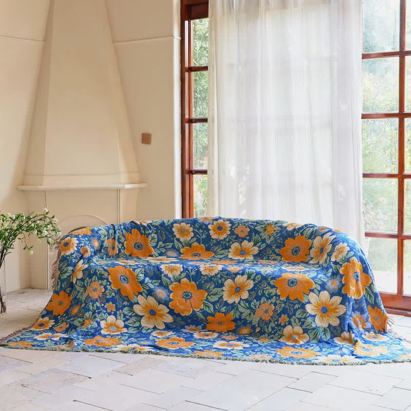 Coperta con nappe in garza di cotone Bright Daisy - image 1