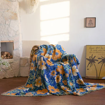 Coperta con nappe in garza di cotone Bright Daisy - 230cm x 250cm - image 0
