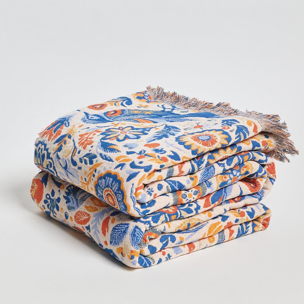 Coperta in garza di cotone con nappe a forma di uccello vintage - image 3