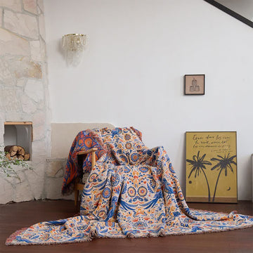 Coperta in garza di cotone con nappe a forma di uccello vintage - 230cm x 250cm - image 0