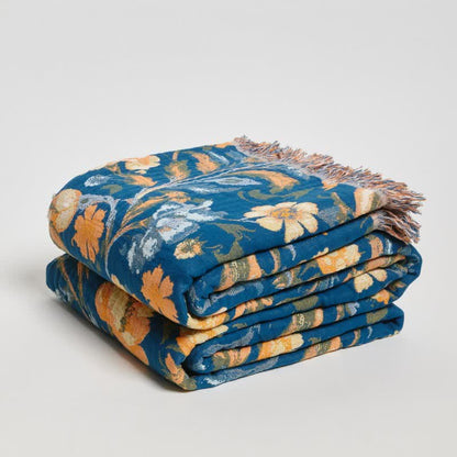 Coperta in cotone con nappa di uccelli floreali vivaci - image 3