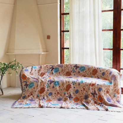 Coperta in cotone con nappe e farfalle pastorali - image 1