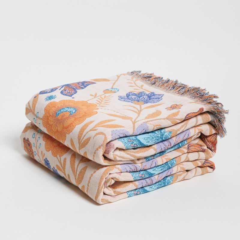 Coperta in cotone con nappe e farfalle pastorali - image 3