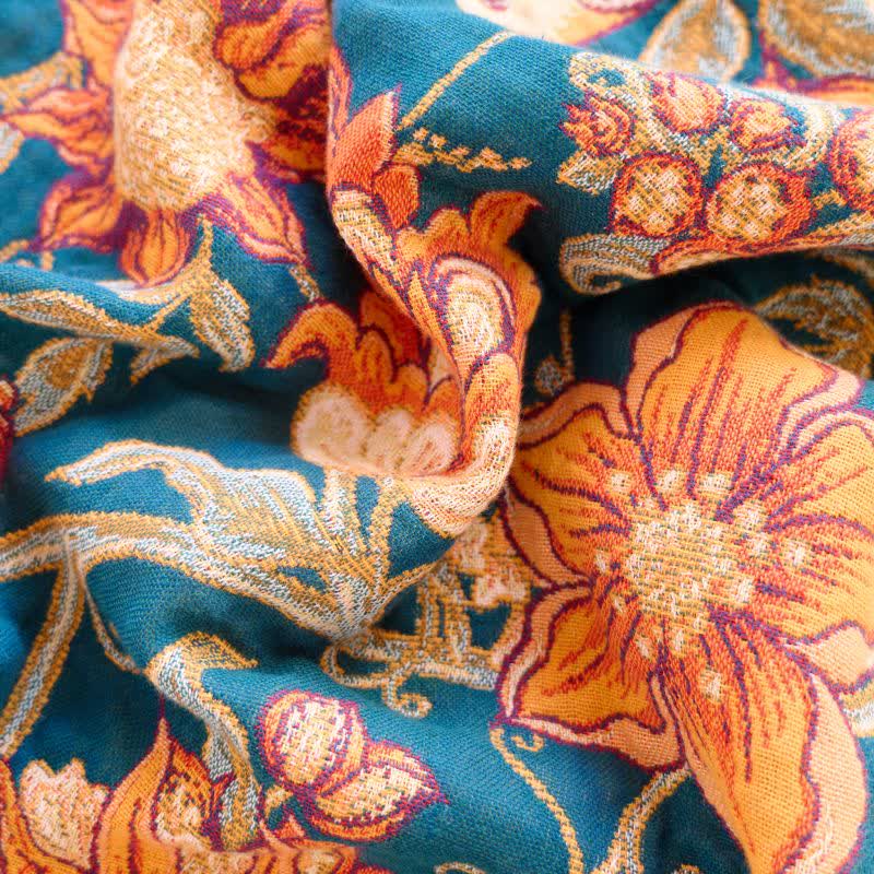 Coperta di lusso in cotone con nappe floreali - image 4