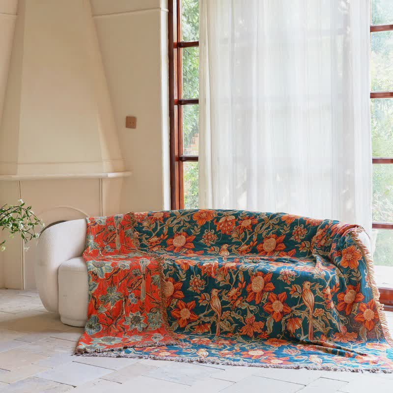 Coperta di lusso in cotone con nappe floreali - image 2