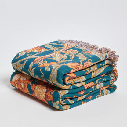 Coperta di lusso in cotone con nappe floreali - image 3