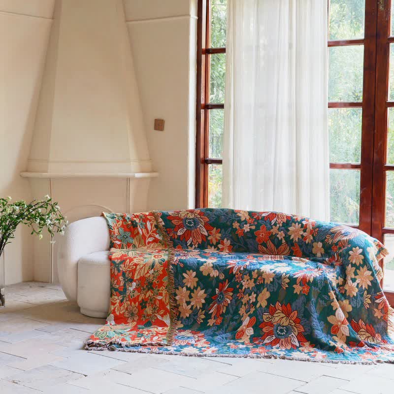 Coperta in cotone con nappe floreali - image 2