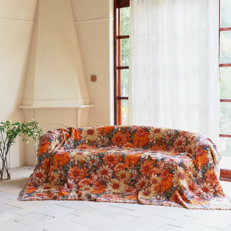 Coperta in cotone con nappe e girasoli in fiore - image 1