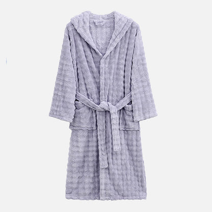 Semplice vestaglia in flanella con cappuccio e tasche - Viola chiaro - Taglia unica - image 11
