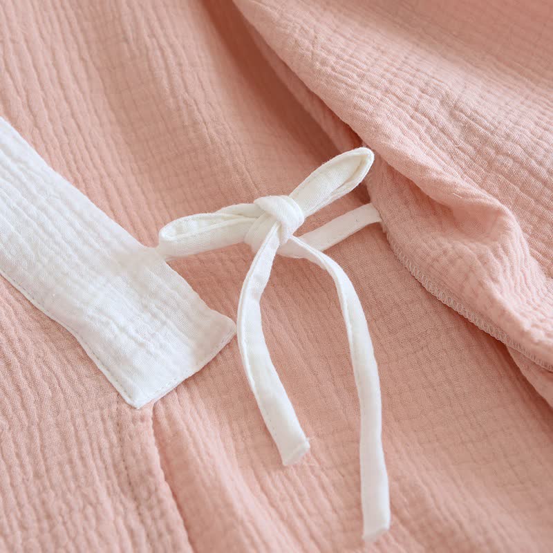 Kimono in garza di cotone ricamato con farfalle - image 7