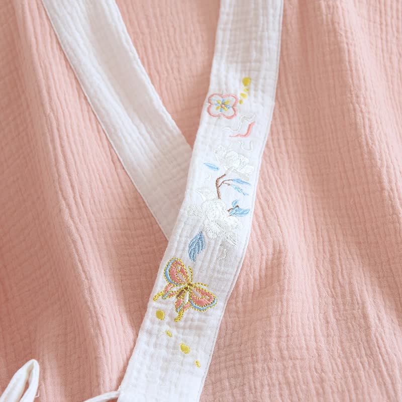 Kimono in garza di cotone ricamato con farfalle - image 6