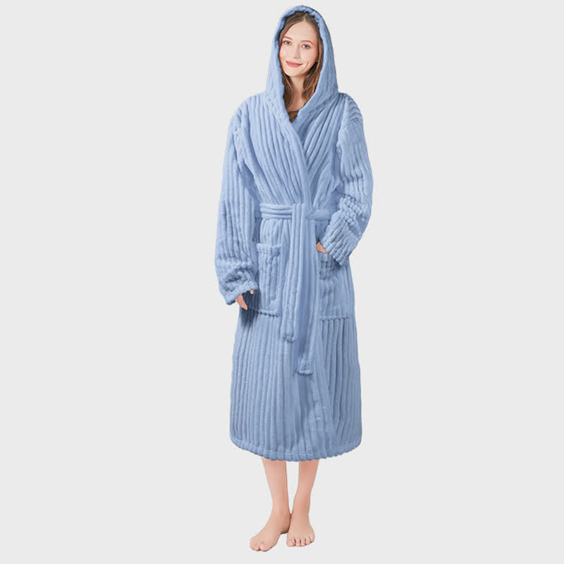 Accappatoio unisex con cappuccio in peluche Ownkot Cloud-Soft - Blu scuro - Taglia unica - image 8