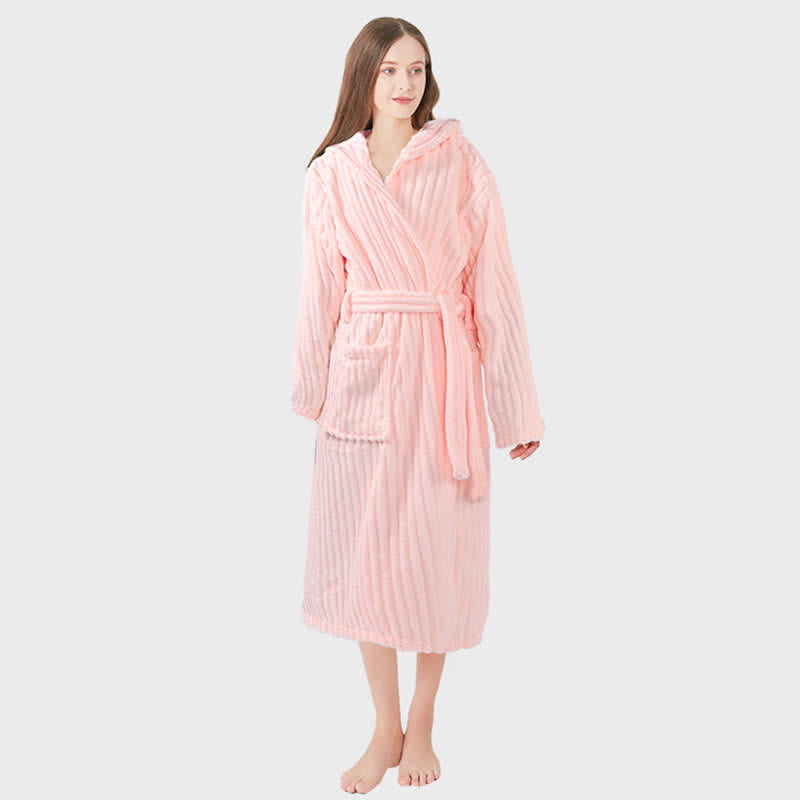 Accappatoio unisex con cappuccio in peluche Ownkot Cloud-Soft - Rosa chiaro - Taglia unica - image 7
