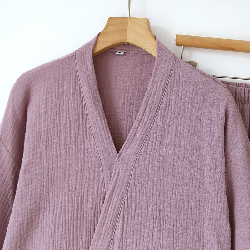 Kimono unisex minimalista in garza di cotone da salotto - image 5