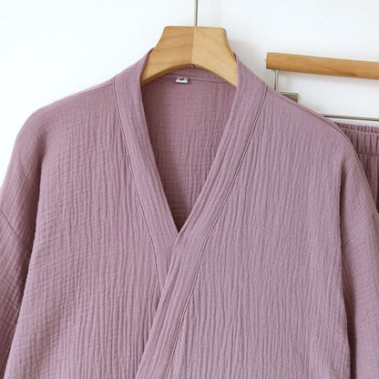 Kimono unisex minimalista in garza di cotone da salotto - image 5
