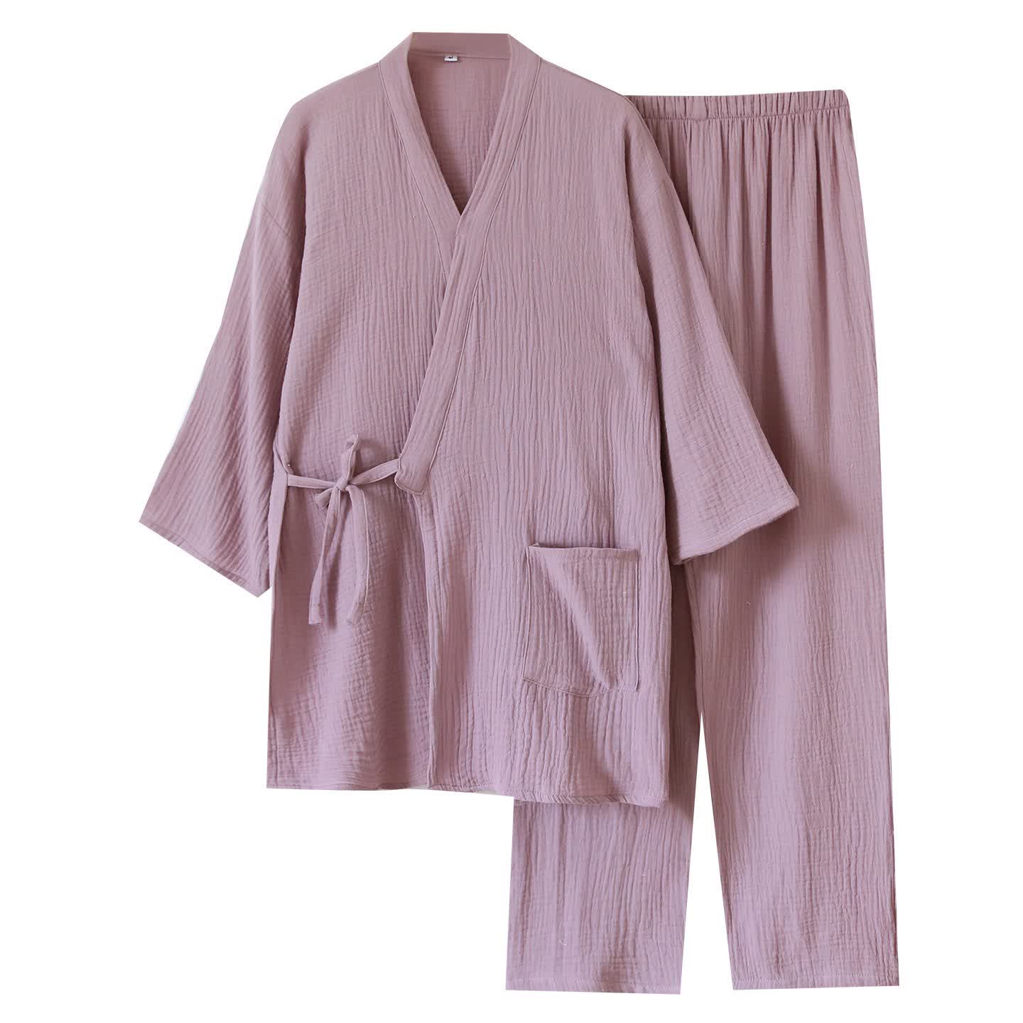 Kimono unisex minimalista in garza di cotone da salotto - image 12