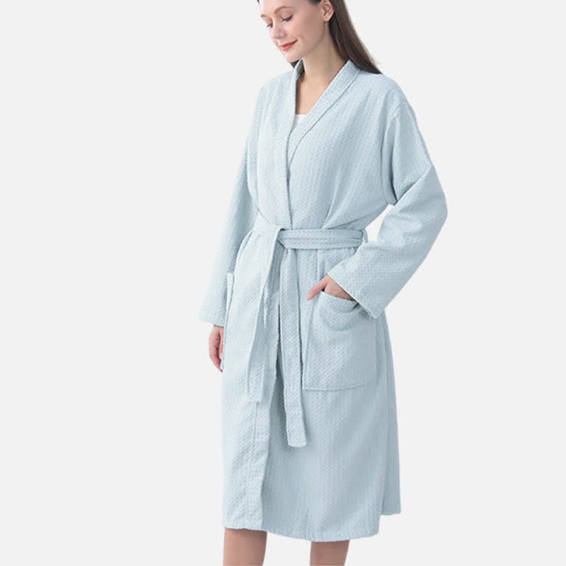 Accappatoio da spa in cotone a nido d'ape ad asciugatura rapida Ownkot - Azzurro chiaro - Taglia unica - image 18