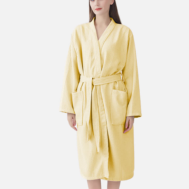 Accappatoio da spa in cotone a nido d'ape ad asciugatura rapida Ownkot - Giallo chiaro - Taglia unica - image 19