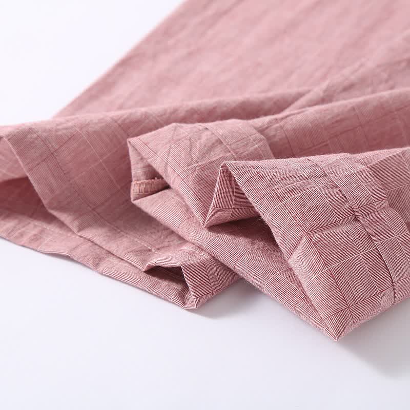 Kimono in garza di cotone a quadri sottili da indossare in salotto - image 6