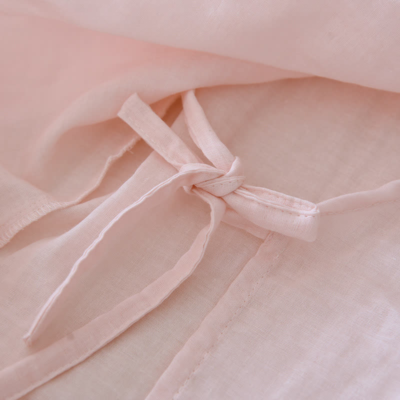 Kimono in garza di cotone con ricamo floreale da indossare in salotto - image 8