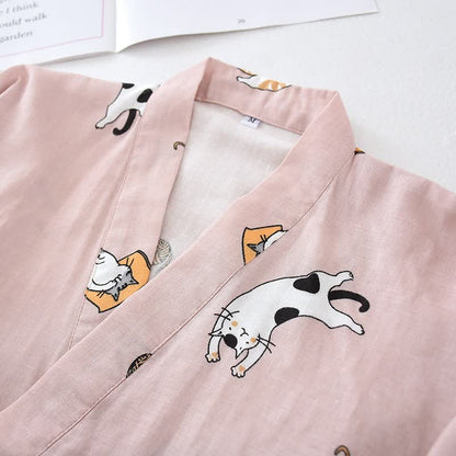 Kimono in cotone con gatto coordinato per coppia - image 13