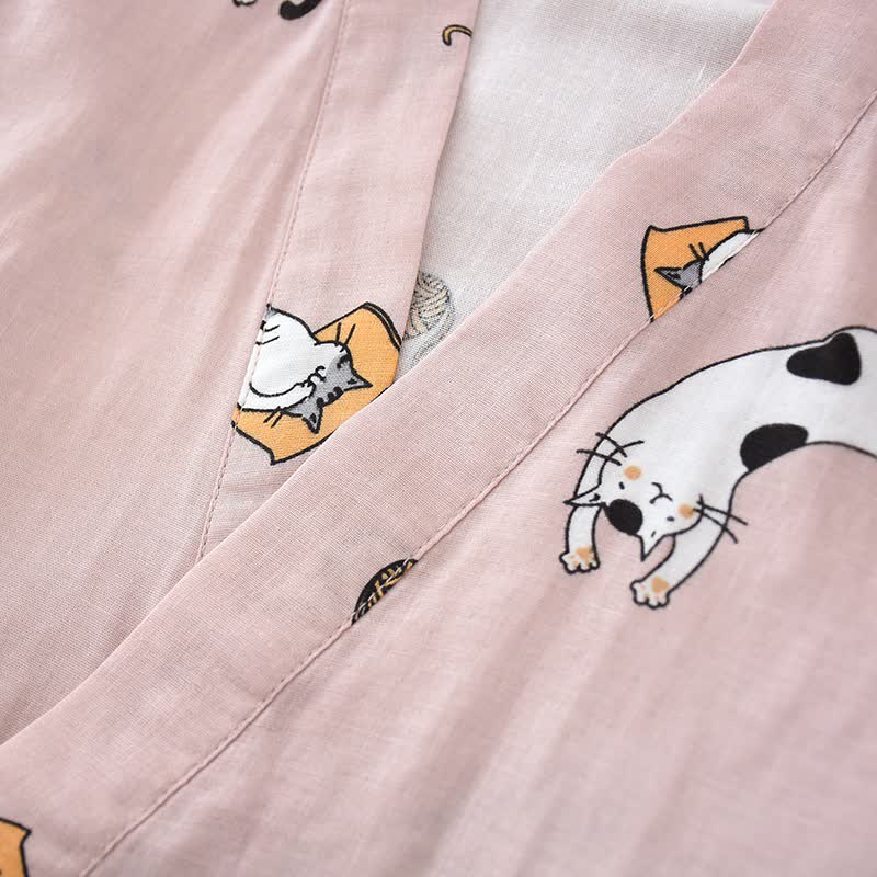 Kimono in cotone con gatto coordinato per coppia - image 12