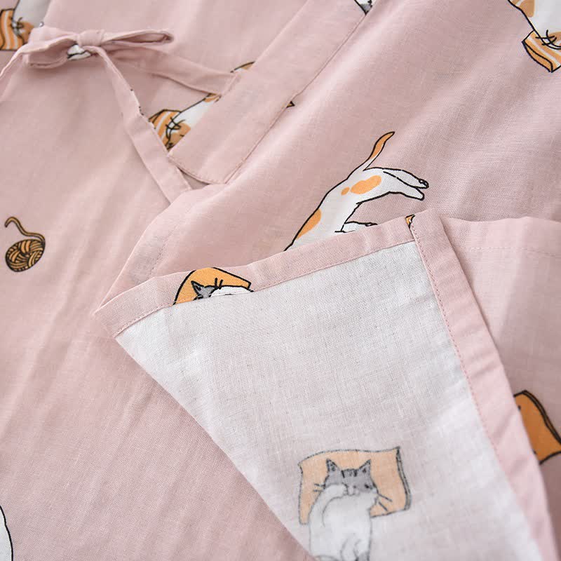 Kimono in cotone con gatto coordinato per coppia - image 7