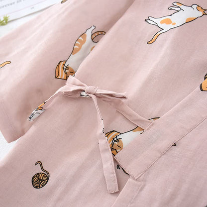 Kimono in cotone con gatto coordinato per coppia - image 6