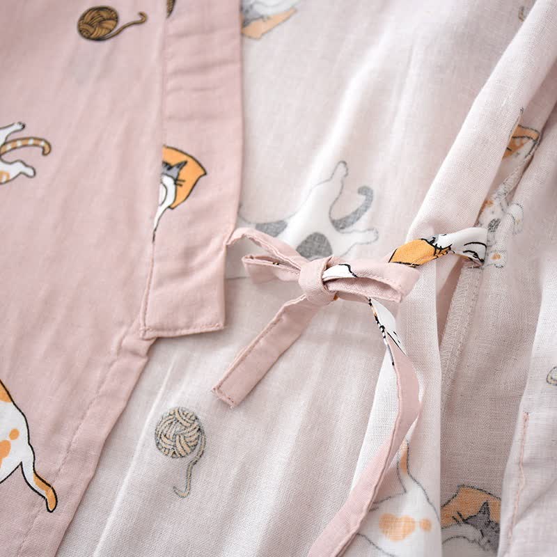 Kimono in cotone con gatto coordinato per coppia - image 16