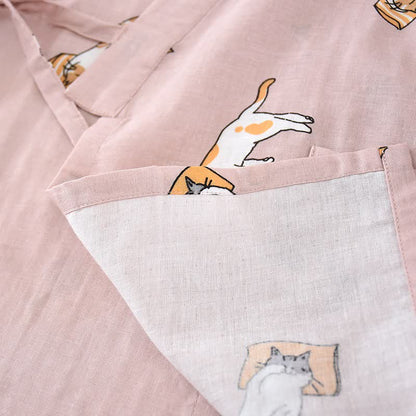 Kimono in cotone con gatto coordinato per coppia - image 5
