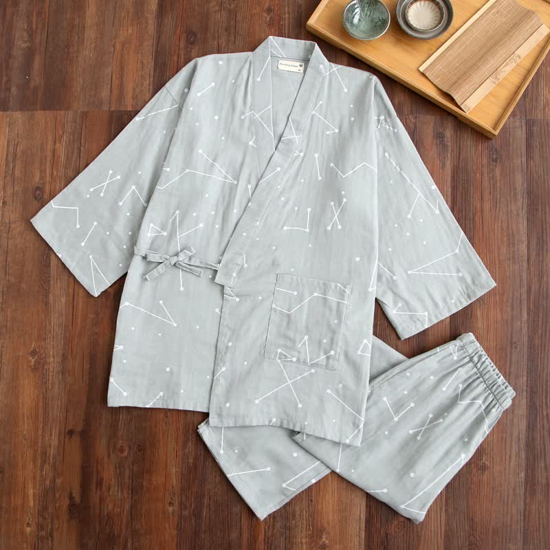 Kimono in cotone coordinato per coppia - Grigio - Uomini - L - image 11