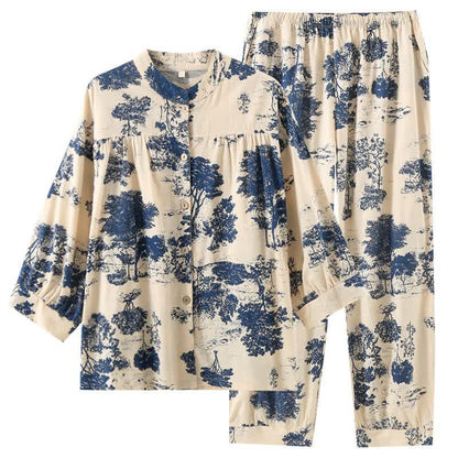Loungewear in cotone con motivo ad albero in stile orientale retrò - image 3