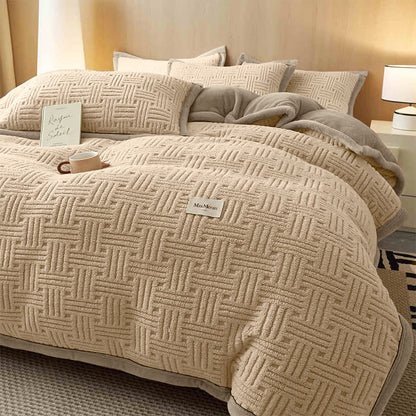 Set di biancheria da letto in peluche con motivo a nodi a righe - image 3