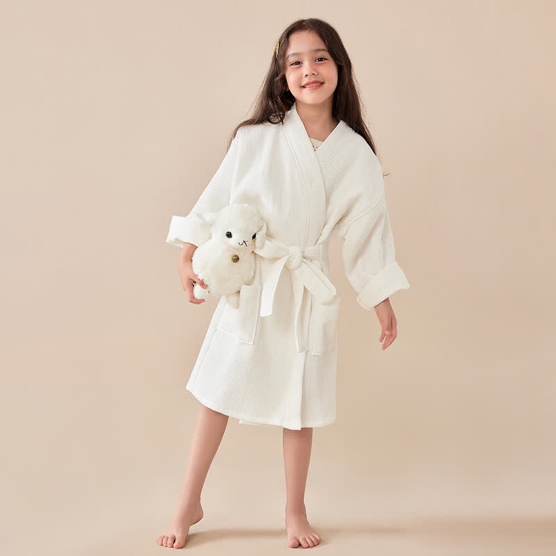 Accappatoio per bambini in cotone a trama waffle - image 1
