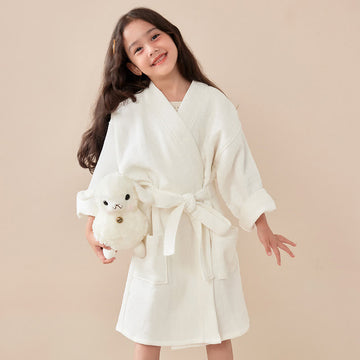 Accappatoio per bambini in cotone a trama waffle - Bianco - Bambino: 145-160 cm - image 0