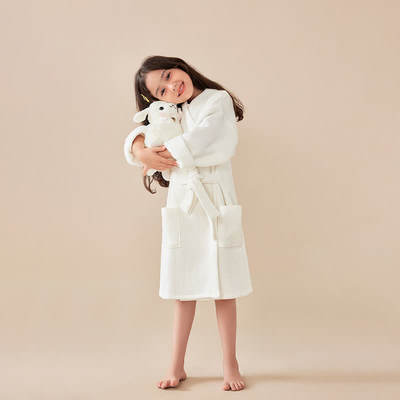 Accappatoio per bambini in cotone a trama waffle - image 3
