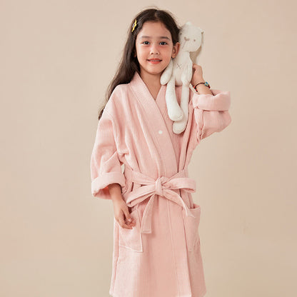 Accappatoio per bambini in cotone a trama waffle - Rosa - Bambino: 145-160 cm - image 4