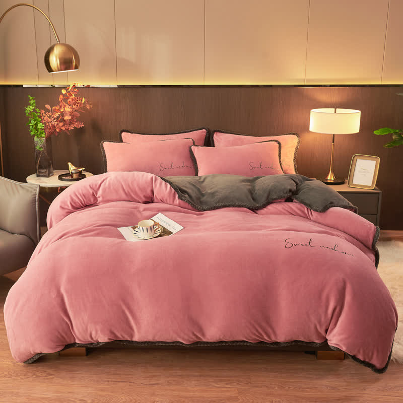 Set di biancheria da letto in peluche stampato Sweet Home (4 pezzi) - image 1