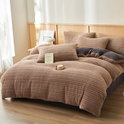 Set di biancheria da letto soffice con trama a quadri (4 pezzi) - image 2