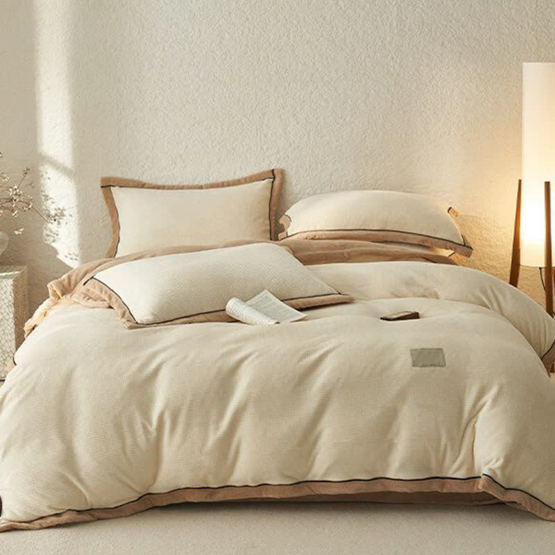 Set di biancheria da letto reversibile in peluche con trama a nido d'ape (4 pezzi) - image 8