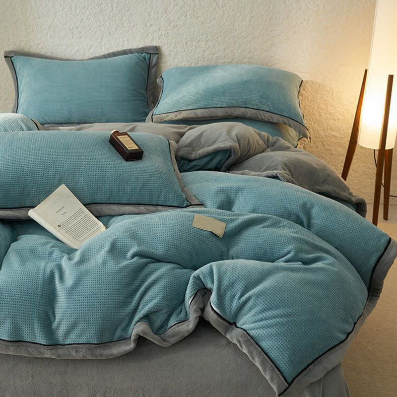Set di biancheria da letto reversibile in peluche con trama a nido d'ape (4 pezzi) - image 4