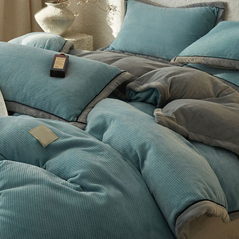 Set di biancheria da letto reversibile in peluche con trama a nido d'ape (4 pezzi) - image 5