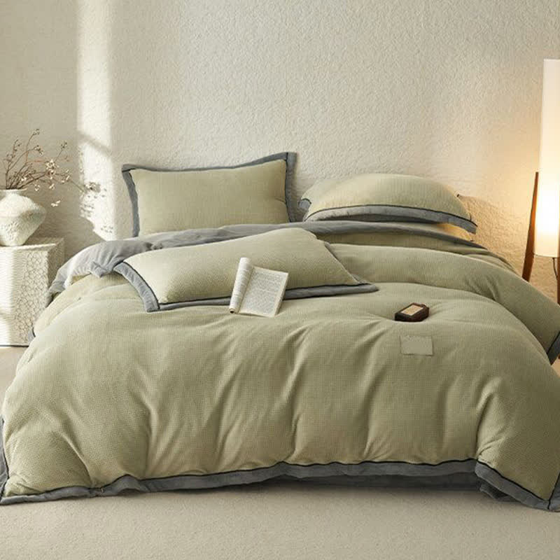 Set di biancheria da letto reversibile in peluche con trama a nido d'ape (4 pezzi) - image 12
