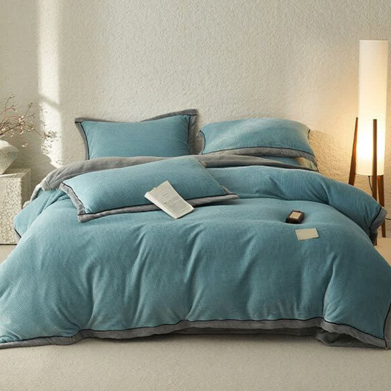 Set di biancheria da letto reversibile in peluche con trama a nido d'ape (4 pezzi) - image 3