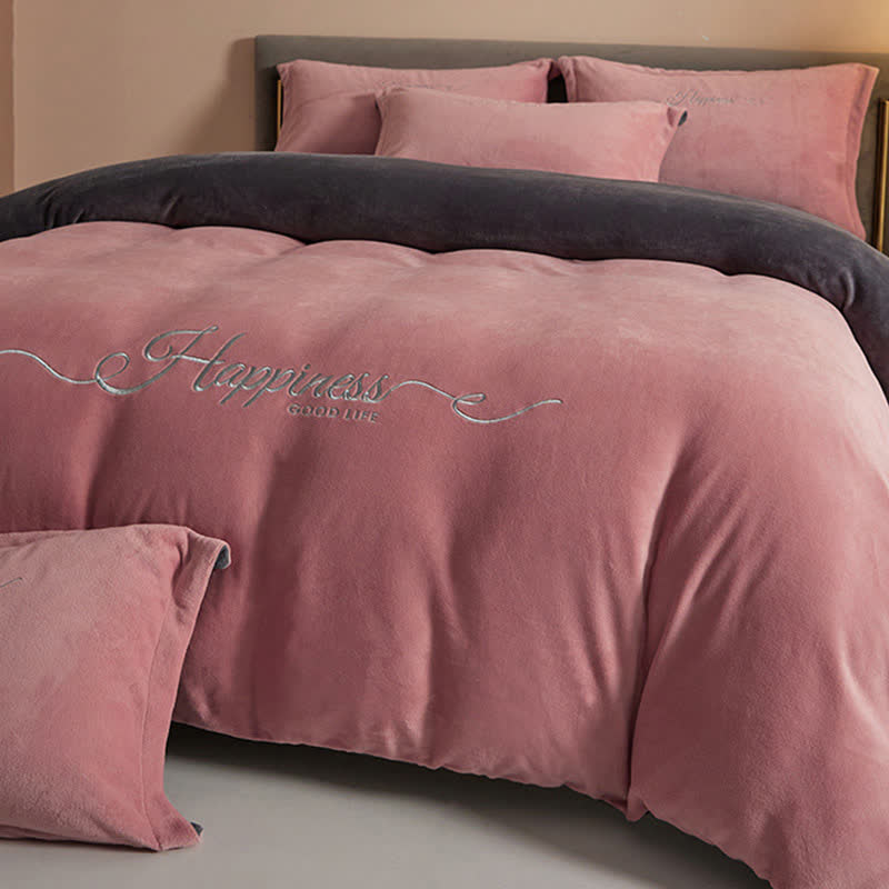 Set di biancheria da letto in peluche ricamato Happiness (4 pezzi) - image 21